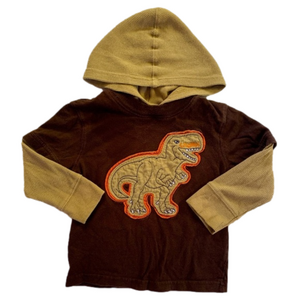 Garanimals TRex Brown Tan Long Sleeve Hooded Shirt Size 24mos